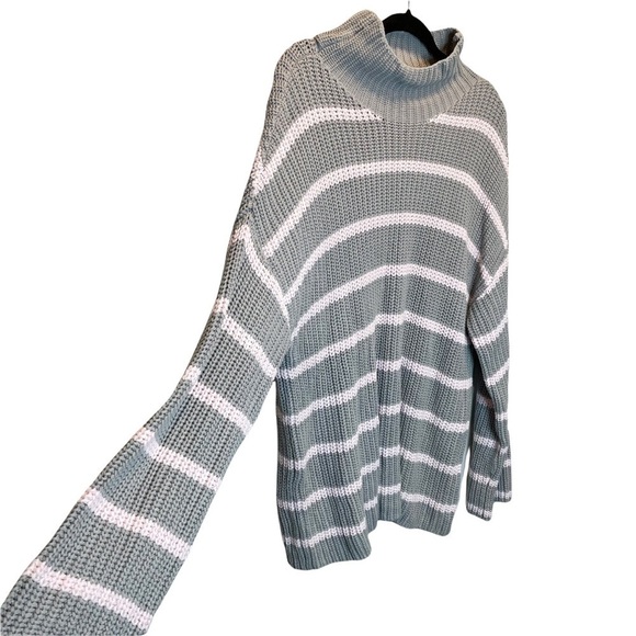 Caslon Shaker Knit Mock Neck Sweater Grey and Pink Stripes XL NWT - Picture 3 of 7